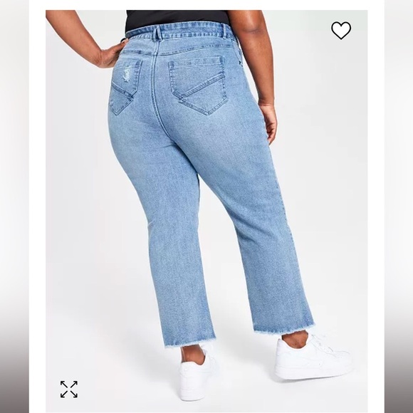 Nina Parker Trendy Plus Size Button-Fly Distressed Boyfriend Jeans Size 22W - Picture 2 of 2